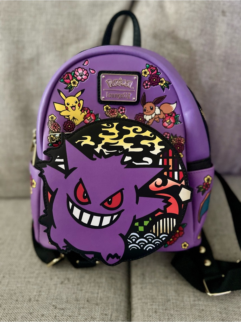 Loungefly Purple Pokémon Gengar Mini Backpack with Pikachu & Eevee